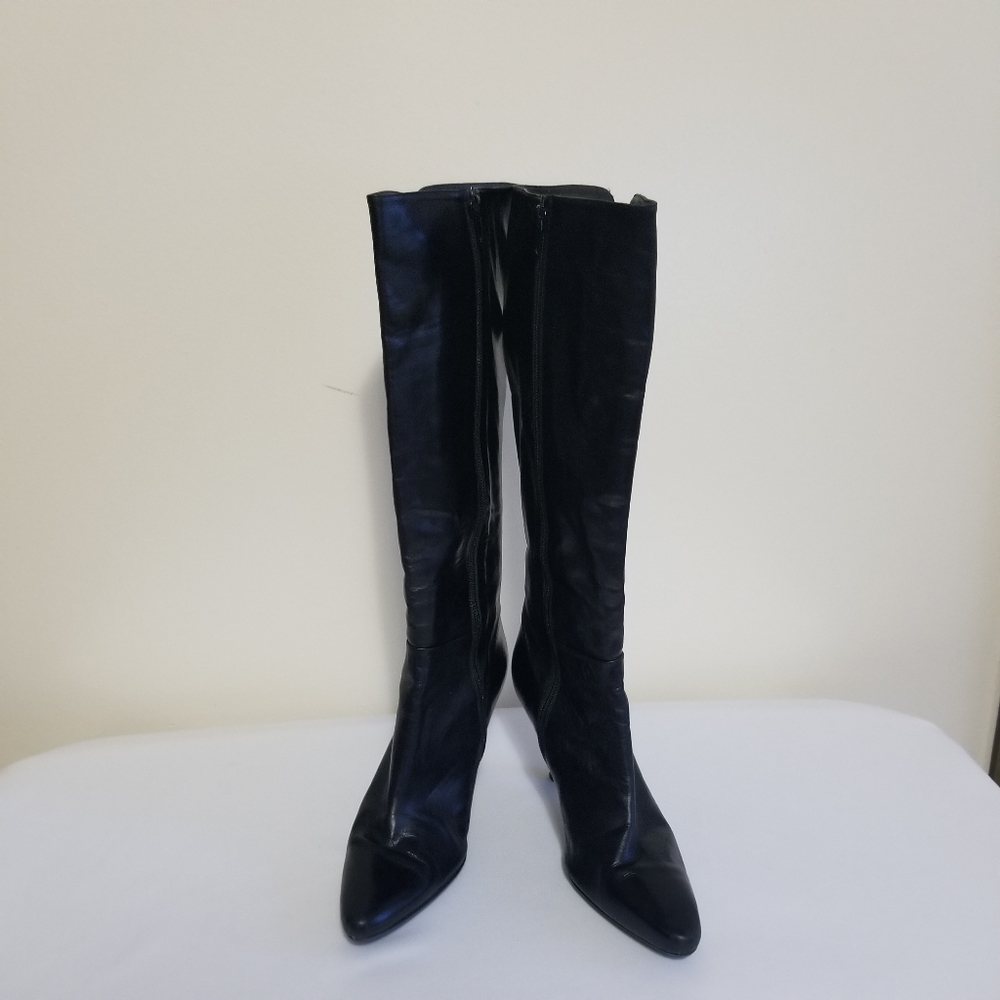 Stuart Weitzman,Calf High Black Leather Boots,6.5